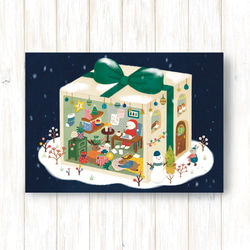 プレゼントの家　クリスマスポストカード2枚セット 1枚目の画像