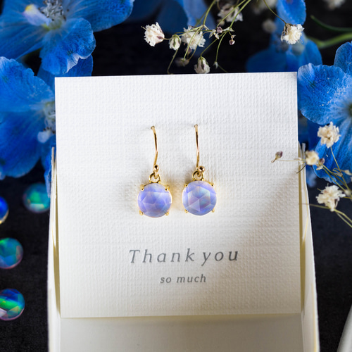 モスアクアマリンとプレシャスオパールの花びらピアス◇14kgf ピアス（フック・チェーン） fawn 通販｜Creema(クリーマ) 15241117