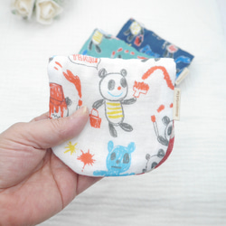 ふわもこハンカチ｜お絵描きパンダ-Doodle Panda-｜S・10×20cm｜ガーゼハンカチ｜敏感肌｜プチギフト 3枚目の画像