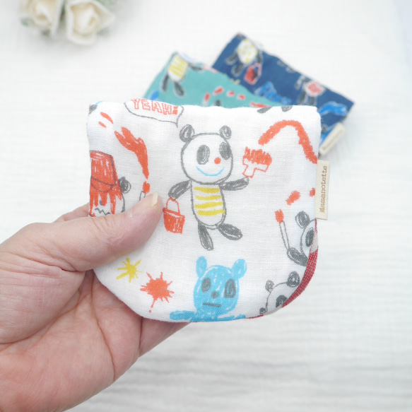 ふわもこハンカチ｜お絵描きパンダ-Doodle Panda-｜S・10×20cm｜ガーゼハンカチ｜敏感肌｜プチギフト 3枚目の画像