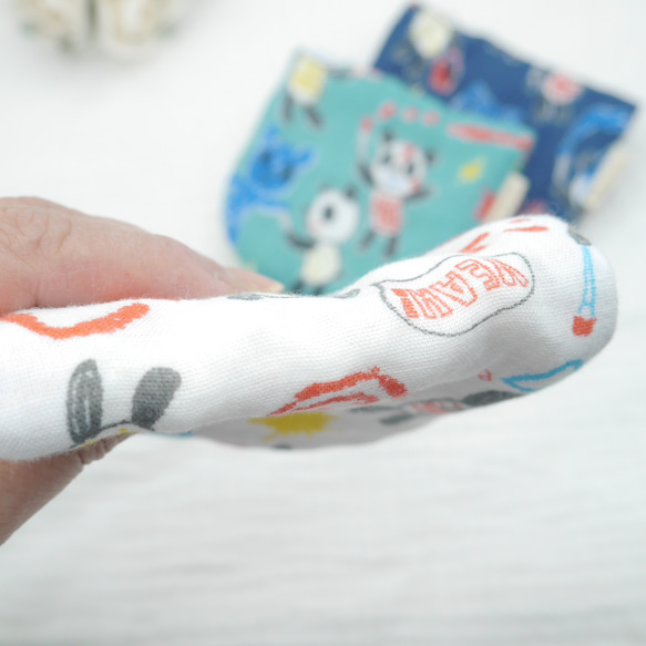 ふわもこハンカチ｜お絵描きパンダ-Doodle Panda-｜S・10×20cm｜ガーゼハンカチ｜敏感肌｜プチギフト 5枚目の画像