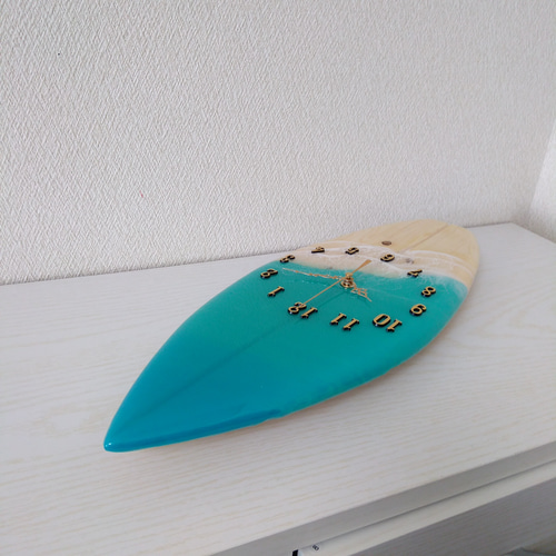 波レジンアートサーフボード型時計 掛け時計・置き時計 kona