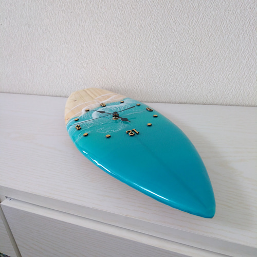 波レジンアートサーフボード型時計 掛け時計・置き時計 kona 通販