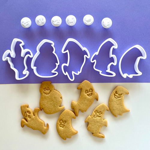 ハロウィンおばけ 5点セット ☆顔スタンプ付き クッキー型 クッキー型