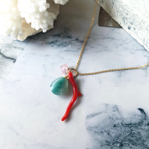 天然珊瑚アクセサリー3点まとめ 天然さんごアクセサリー3点セット 天然珊瑚3点揃え ①ネックレス