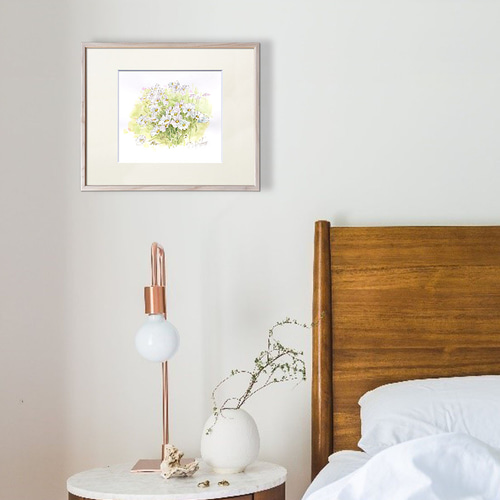 白いコスモス-1】額縁付き スケッチ原画 一点物 特典付き 絵画