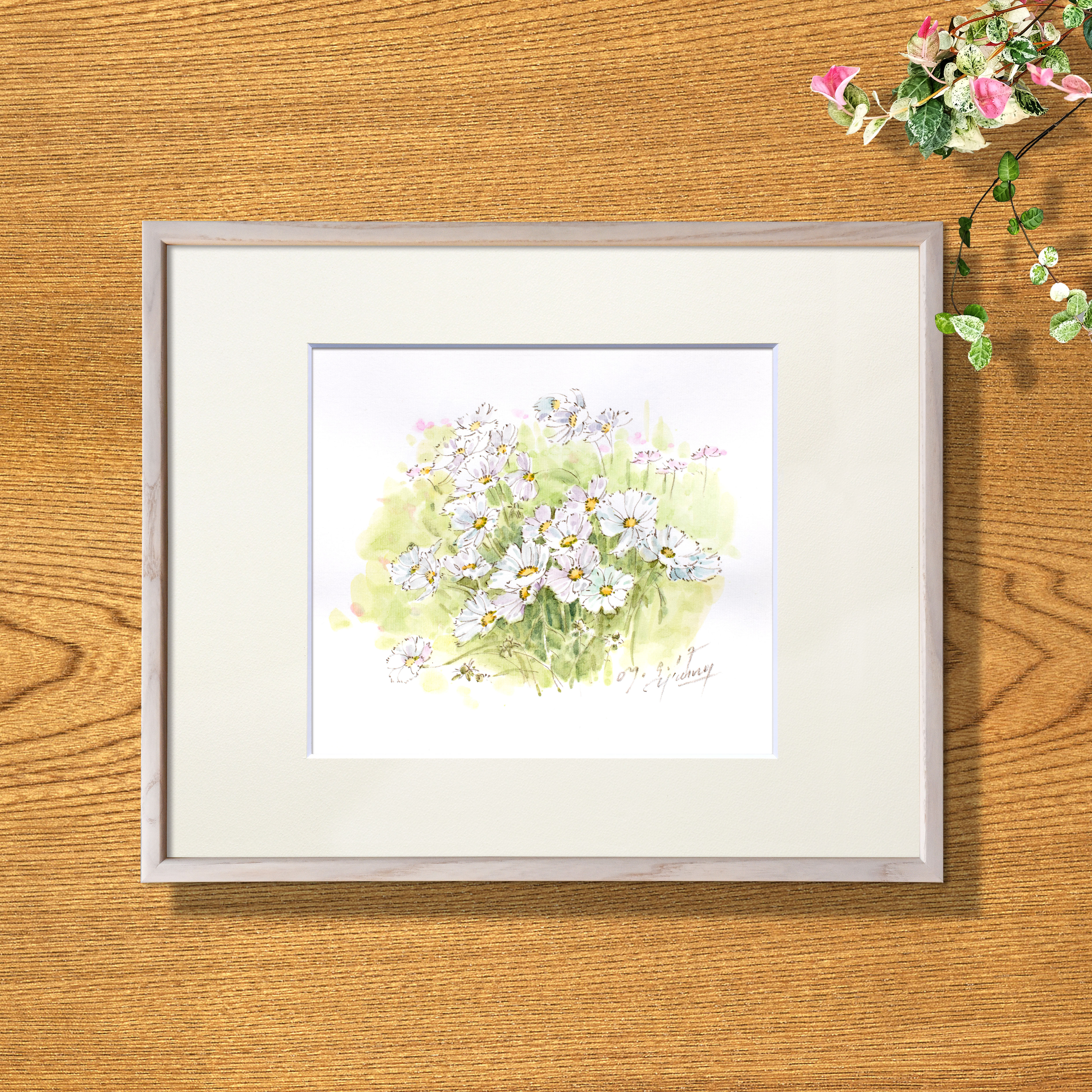 原画　一点もの　白い花-F10 油彩 額縁込み b36a1bb3884993847cd0f044cbbaef