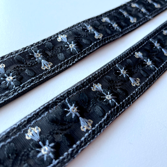 【50cm】インド刺繍リボン　ブラック　チュール　GN466 4枚目の画像