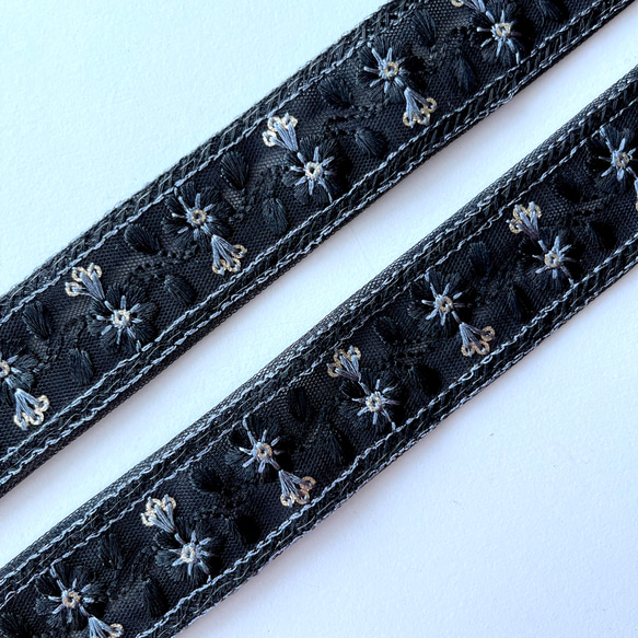 【50cm】インド刺繍リボン　ブラック　チュール　GN466 6枚目の画像