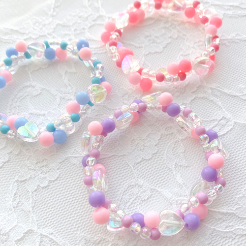 ★ ★ハート ブレスレット＆ピアス ギフトセット ペアアクセ ペアブレスレット ペア プレート ブレスレット