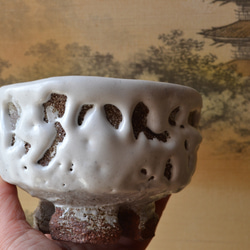 再入荷！】 鬼萩割高台抹茶茶碗 かいらぎ ＊茶碗 ☆萩焼き 桐箱入り