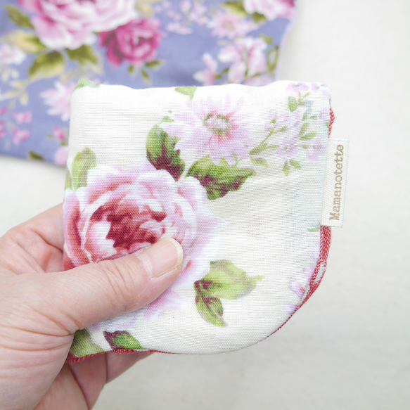 ふわもこハンカチ｜薔薇-Rose Garden-｜L・20×20cm｜ガーゼハンカチ｜ハンドタオル｜ギフト｜花柄 4枚目の画像