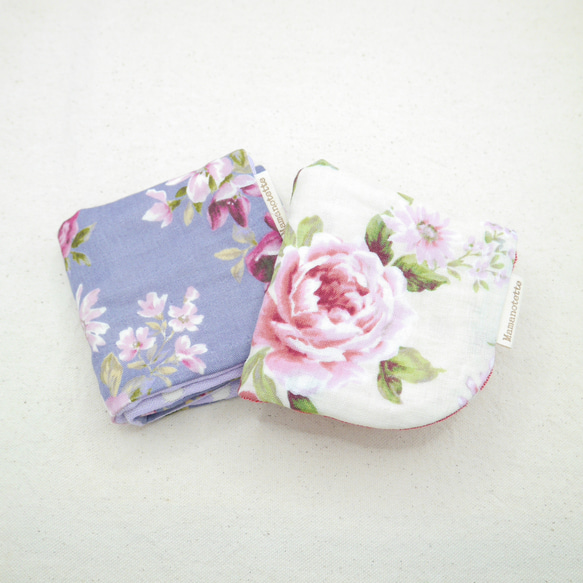 ふわもこハンカチ｜薔薇-Rose Garden-｜L・20×20cm｜ガーゼハンカチ｜ハンドタオル｜ギフト｜花柄 1枚目の画像