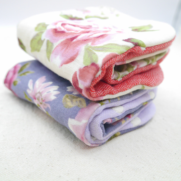 ふわもこハンカチ｜薔薇-Rose Garden-｜L・20×20cm｜ガーゼハンカチ｜ハンドタオル｜ギフト｜花柄 3枚目の画像