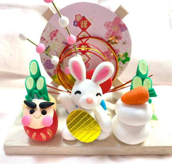 ☆招きうさぎのお正月飾り(受注生産) 干支変更可 鏡餅 門松 だるま