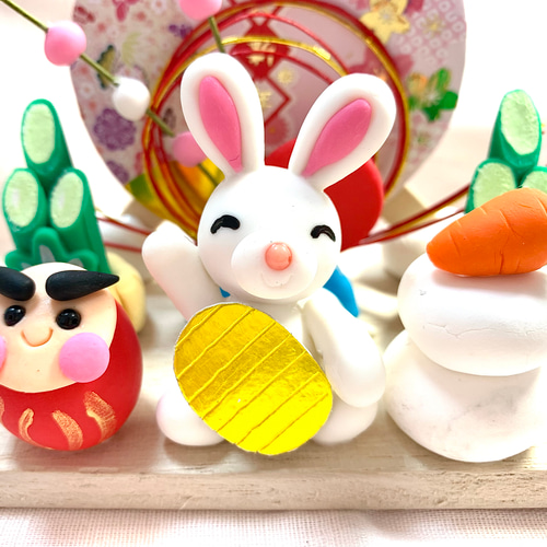 ☆招きうさぎのお正月飾り(受注生産) 干支変更可 鏡餅 門松 だるま
