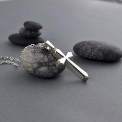 Sterling Silver Cross Necklace,Satin Finish 5枚目の画像