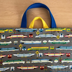 ★送料無料★ループ付き♪色、サイズ、ショルダー選べます♪新幹線　電車  男の子　レッスンバッグ　絵本バッグ　図書バッグ 3枚目の画像