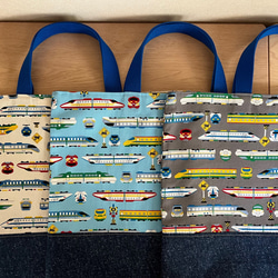 ★送料無料★ループ付き♪色、サイズ、ショルダー選べます♪新幹線　電車  男の子　レッスンバッグ　絵本バッグ　図書バッグ 10枚目の画像