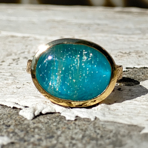 ルチルクォーツ × ターコイズ ダブレット 輝く霧雨の景色 シルバー