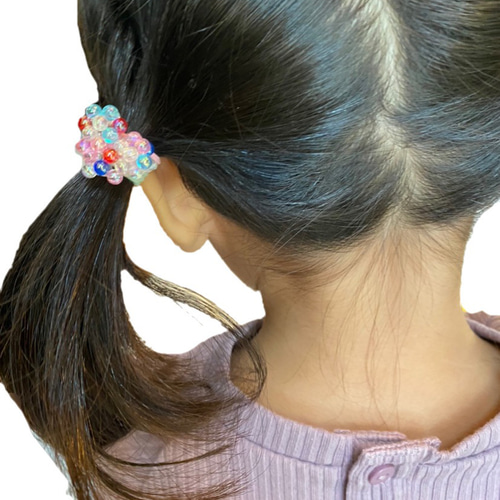 ヘアゴム ビーズ ハート キッズ ヘアアクセ 子ども 髪ゴム ヘアゴム