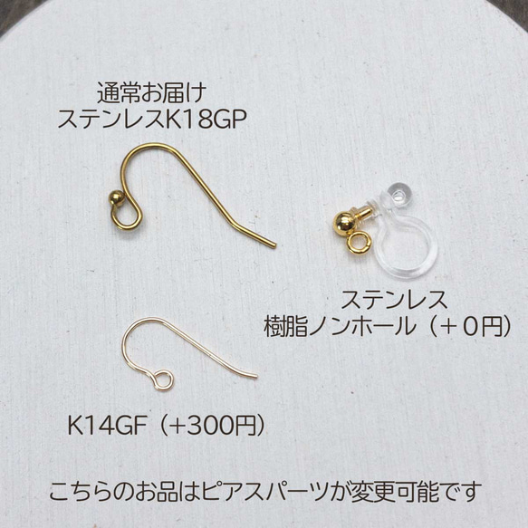 小さな ルベライト ピアス ステンレス フックピアス ワイヤーラッピング K14GF変更可 ピンクトルマリン em049 6枚目の画像