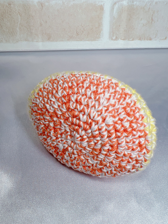 手編みがま口　D 黄色・オレンジ 2枚目の画像
