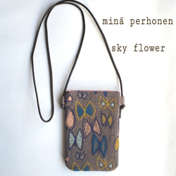 長財布対応のショルダーをsky flowerで/ミナペルホネン 長財布対応の