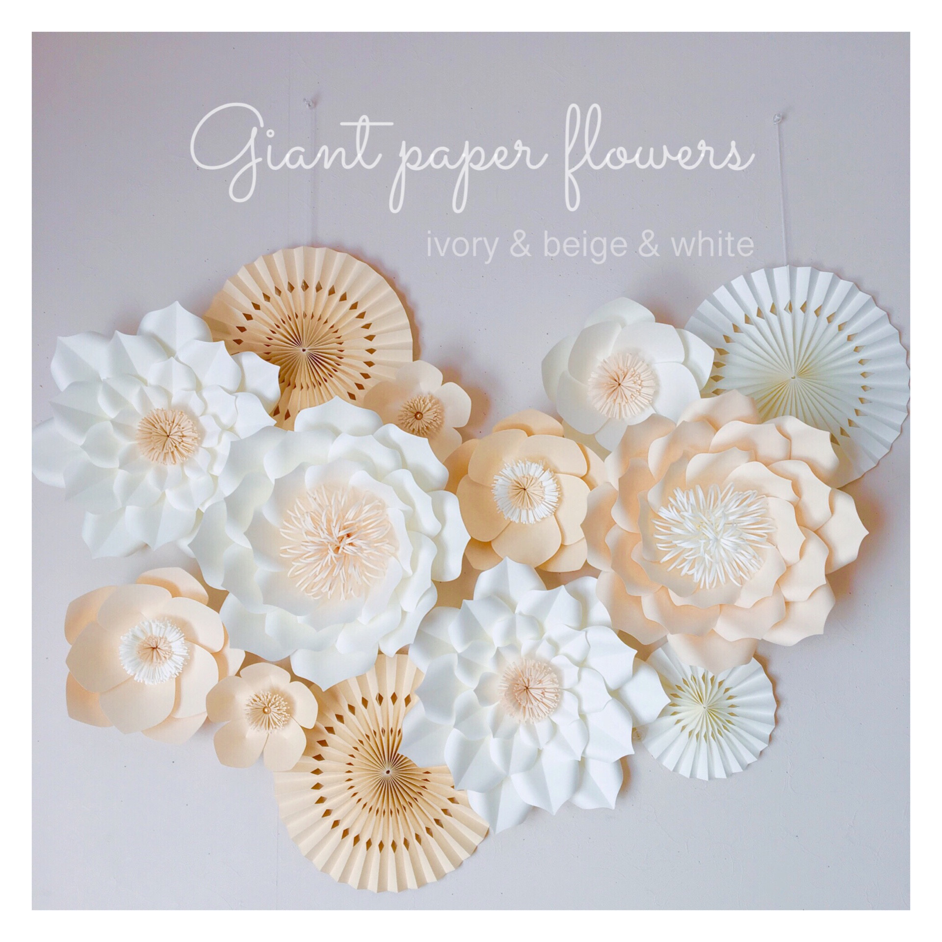 ふんわり優しいカラーのウォールフラワー & ペーパーファン 淡色 七五三  お食い初め【受注制作】