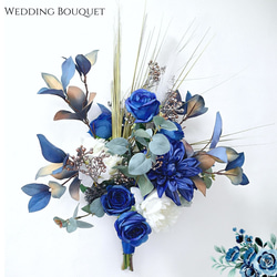 限定1点【受注後制作商品】綺麗なブルーブーケ 造花 ウェディング