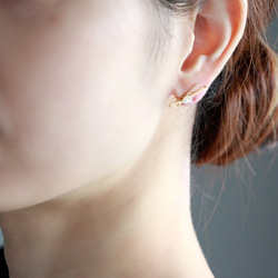 14kgf- W bar herkimer diamond ピアス&イヤリングクリップ 7枚目の画像