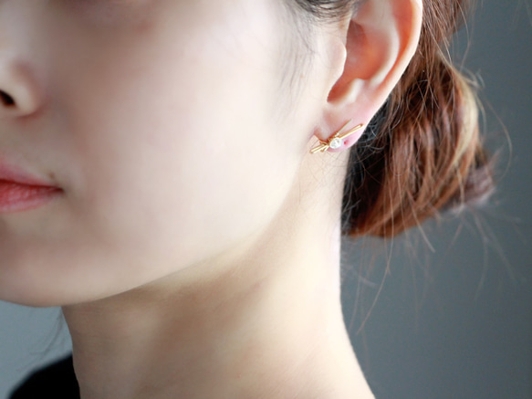 14kgf- W bar herkimer diamond 耳針&Clip-on(2 way) 第7張的照片