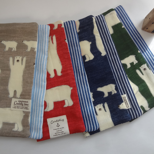 しろくま*8重やわらかガーゼハンカチ*大4枚セット*ハンドメイド