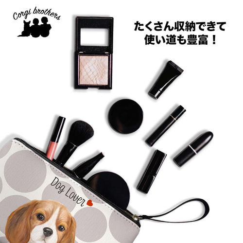 マルチーズ 水彩画風 毛色1色 】 わんちゃんイラスト ポーチ 犬 お散歩