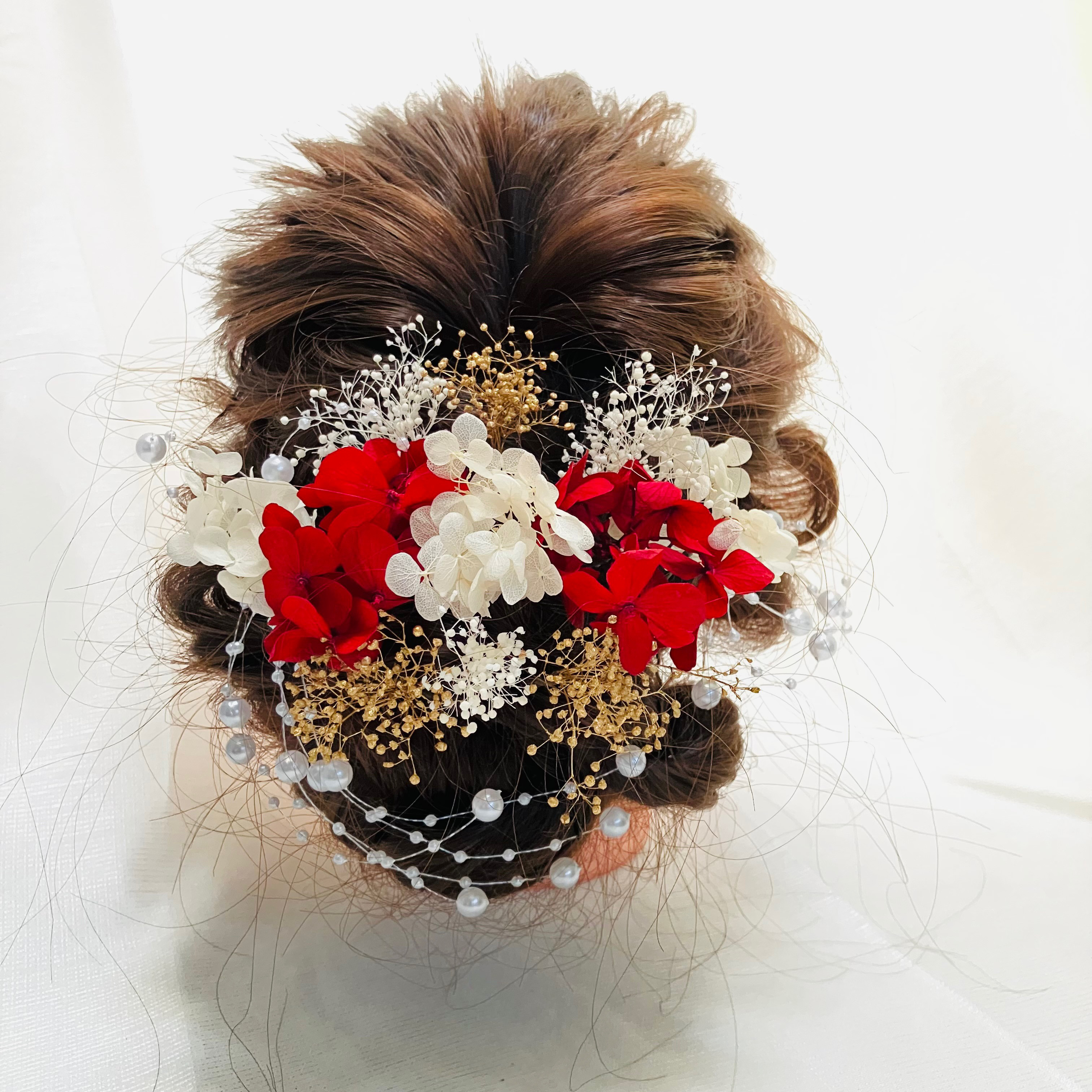 プリザーブドフラワー紫陽花&かすみ草♦︎結婚式髪飾り♦︎成人式髪飾り♦︎卒業式髪飾り♦︎ブライダルヘアーアクセサリー