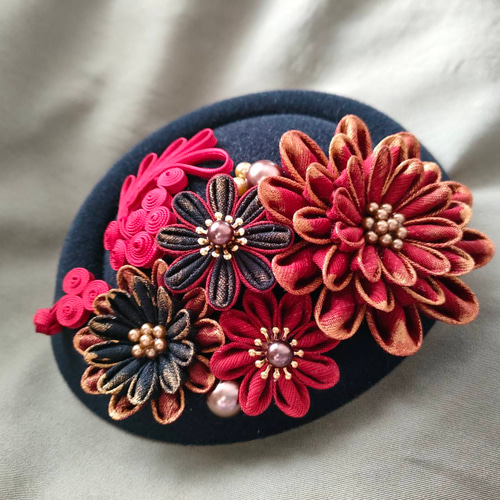 ミニベレーモチーフ ヘッドドレス つまみ細工 成人式 七五三 卒業式 髪