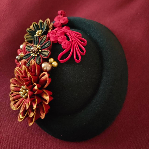 ミニベレーモチーフ ヘッドドレス つまみ細工 成人式 七五三 卒業式 髪