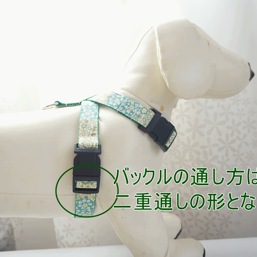 ハンドメイド 犬用ハーネス Lサイズ ドット リボン / 試作品① Qoo10