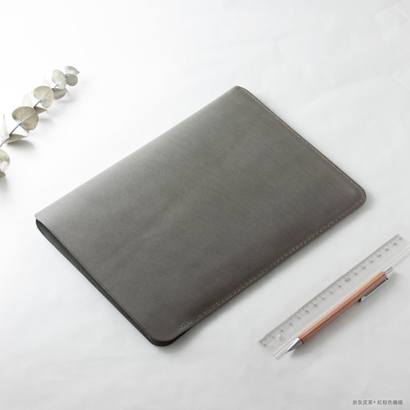 SEANCHY タブレット iPad ノートパソコン レザー ケース シンプル ベジタブルタンニンなめし 本革 オーダーメイド 3枚目の画像