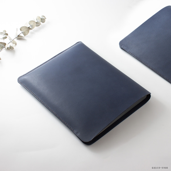 SEANCHY 平板iPad筆電皮套 簡約款 植鞣真皮革客製 全手工  (有色皮版) 第2張的照片