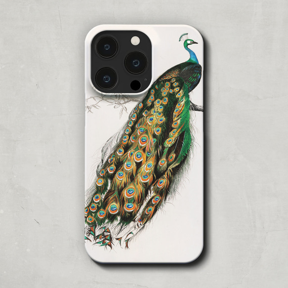 スマホケース / チャールズ デサリーヌ ドルビニ「インド クジャク」 iPhone 全機種対応 孔雀 絵 個性的 上品 2枚目の画像