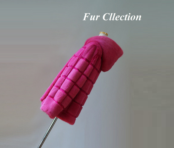 全方位美人☆ピンクのミンクコート　新品1点物　気品と大人可愛さが同居する毛皮コートファーコートフード付き　きれい色コート 7枚目の画像