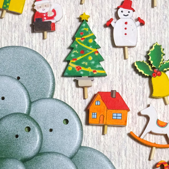 手作りのかわいいクリスマスツリー　木製　卓上クリスマスツリー 