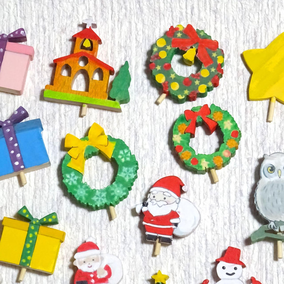 手作りのかわいいクリスマスツリー　木製　卓上クリスマスツリー 