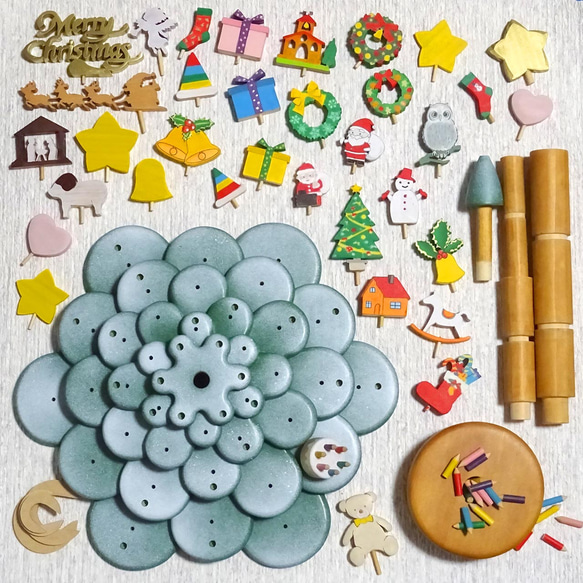 手作りのかわいいクリスマスツリー　木製　卓上クリスマスツリー 