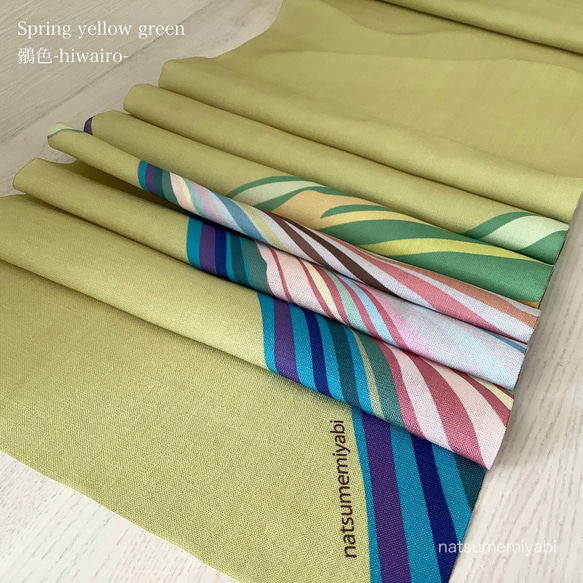 ◆【単品】映える帯揚げ（spring yellow green/鶸色/ひわいろ）パーソナルカラー帯揚げ 2枚目の画像