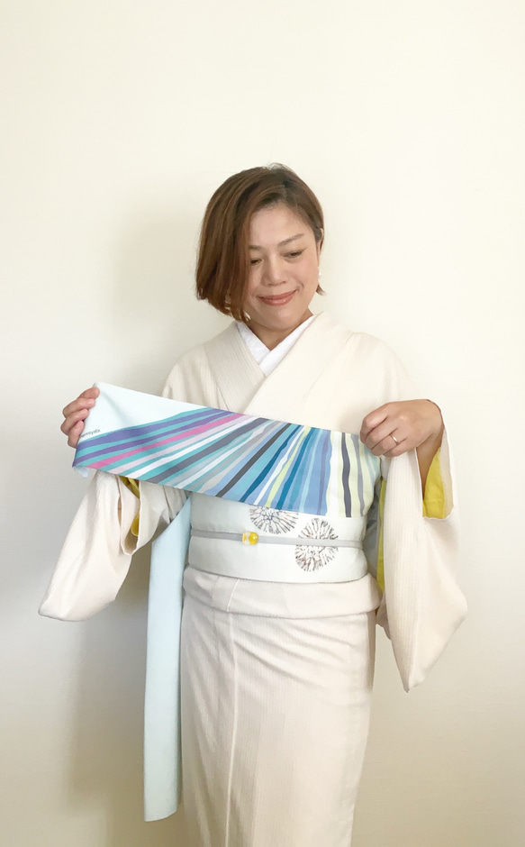 ◆【サンプルSALE！】映える帯揚げ（summer light blue/白藍/しらあい）パーソナルカラー帯揚げ 12枚目の画像