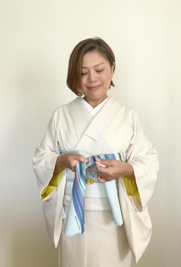 ◆【サンプルSALE！】映える帯揚げ（summer light blue/白藍/しらあい）パーソナルカラー帯揚げ 13枚目の画像