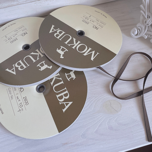 最後‼ MOKUBA ベルベットリボン 2m 6mm ブラウン ＊ 茶色 木馬 ドール