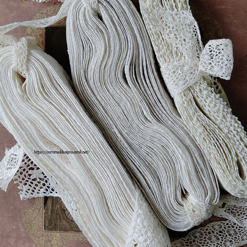 アンティークレースセット・3種 長さ合計20m55cm レース キャラメル